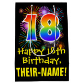 18e verjaardag: Vuurwapenpatroon en regenboog 18 Medium Cadeauzakje (Achterkant)