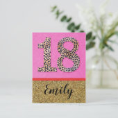 18e - Verjaardag wenst kaart mode meisje glitter (Staand voorkant)