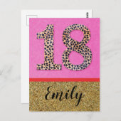 18e - Verjaardag wenst kaart mode meisje glitter (Voorkant / Achterkant)