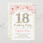 18e verjaardag - White Gold Pink Kaart (Voorkant / Achterkant)