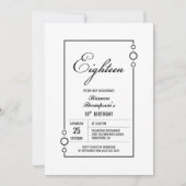 18e verjaardag White met Black Lijst Party Kaart (Voorkant)