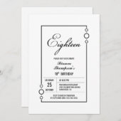 18e verjaardag White met Black Lijst Party Kaart (Voorkant / Achterkant)