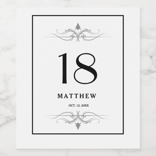 18e verjaardag wijn etiket (Enkel label)