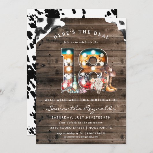 18e verjaardag | Wild West Cowboy Kaart (Voorkant / Achterkant)