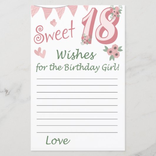 18e verjaardag Wishes voor het verjaardagsmeisje (Voorkant)