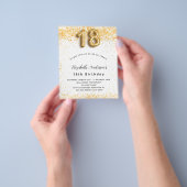 18e verjaardag wit goud glitter budget uitnodiging flyer (Hand)
