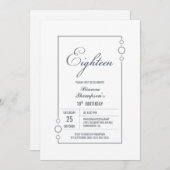 18e verjaardag Wit met grijze Lijst Partij Kaart (Voorkant / Achterkant)
