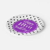 18e verjaardag Witte Paarse zwarte Stippen Papieren Bordje (Gekanteld)