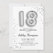 18e verjaardag - Zilveren ballonnen Kaart (Voorkant)