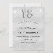 18e verjaardag zilveren glitter luxe kaart (Voorkant)