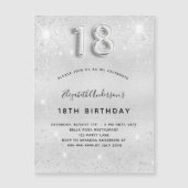 18e verjaardag zilveren glitter uitnodiging magnet (Voorkant)
