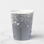 18e verjaardag zilverglitter-monogram papieren bekers (Rechts)
