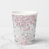 18e verjaardag zilverroze glitter naam papieren bekers (Rechts)