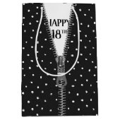 18e verjaardag Zipper op pooldots Medium Cadeauzakje (Voorkant)