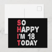 18e verjaardag Zo blij dat ik vandaag 18 ben Cadea Briefkaart (Voorkant / Achterkant)