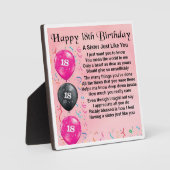18e verjaardag Zuster Poem Plaque Fotoplaat (Voorkant)