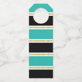 18e Verjaardag Zwart Blauwgroen Goud Glitter Confe Flessenhanger (Achterkant)