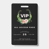 18e verjaardag zwart bloemmotief VIP Badge (Achterkant)