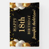 18e verjaardag zwart en goud spandoek (Verticaal)