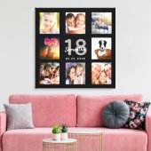 18e verjaardag zwart foto collage naam canvas afdruk (Insitu (Woonkamer))