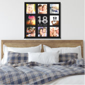 18e verjaardag zwart foto collage naam canvas afdruk (Insitu (Slaapkamer))