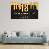 18e verjaardag zwart goud welkom spandoek