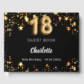 18e verjaardag zwart gouden sterren gastenboek (Voorkant)