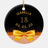 18e verjaardag zwart gouden strik naam keramisch ornament (Achterkant)