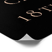 18e Verjaardag zwart roos gouden foto ster welkom Poster (Hoek)