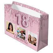 18e verjaardag zwart roze glitter druppelt foto na groot cadeauzakje (Achterkant Gekanteld)