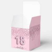18e verjaardag zwart roze glitter druppelt je op bedankdoosjes (Geopend)