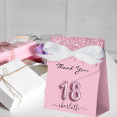 18e verjaardag zwart roze glitter druppelt je op bedankdoosjes