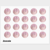 18e verjaardag zwart roze glitter naam bedankt ronde sticker (Vel)