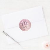18e verjaardag zwart roze glitter naam bedankt ronde sticker (Envelop)