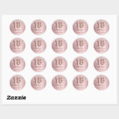 18e verjaardag zwart roze glitter naam bedankt ronde sticker (Vel)