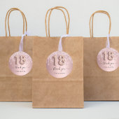 18e verjaardag zwart roze glitter naam bedankt ronde sticker