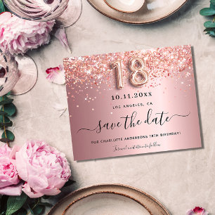 18e verjaardag zwart roze sparen de datumbegroting flyer