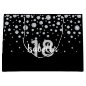 18e verjaardag zwart wit naam glamor diamanten groot cadeauzakje (Voorkant)