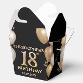 18e verjaardag Zwarte en gouden ballonnen Bedankdoosjes (Geopend)