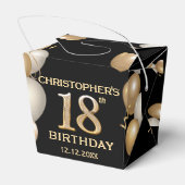 18e verjaardag Zwarte en gouden ballonnen Bedankdoosjes (Achterkant)