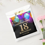 18e verjaardag Zwarte en gouden ballonnen Bedankzakje (Gezegeld)