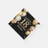 18e verjaardag Zwarte en gouden ballonnen Servet (Hoek)