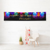 18e verjaardag Zwarte en gouden ballonnen Spandoek (Insitu)