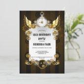 18e verjaardag zwarte gouden stoomponskaarten kaart (Staand voorkant)