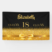 18e verjaardag zwarte goudnaam welkom spandoek (Horizontaal)