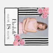 18e verjaardag zwarte witte strepen bloemfoto fleece deken (Voorkant (Horizontaal))