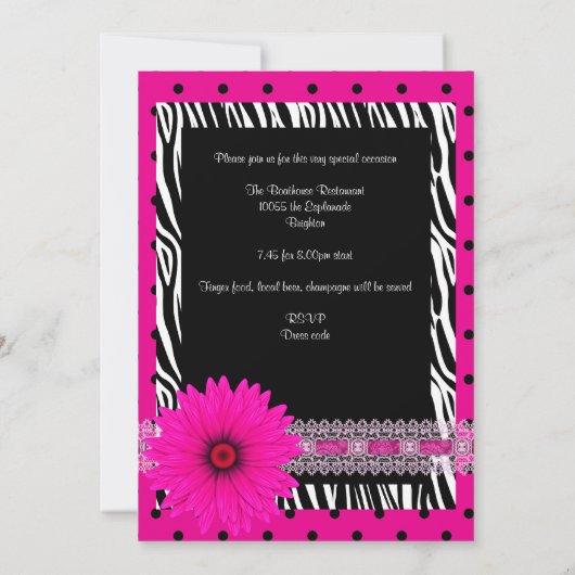 18e verjaardag zwarte witte Zebra roze vlekventila Kaart (Achterkant)