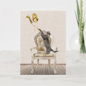 18e verjaardagsballonnen en tabbykat kaart (Voorkant)