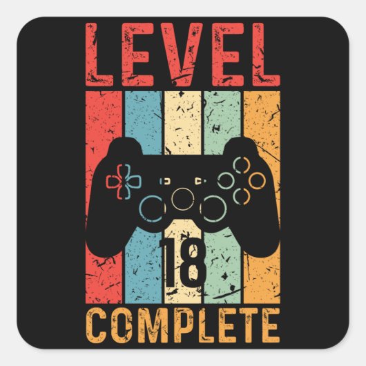 18e Verjaardagscadeau Jongens Mannen Niveau 18 200 Vierkante Sticker (Voorkant)