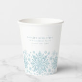 18e Verjaardagsfeest Blauw Wit Sneeuwvlok Custom Papieren Bekers (Voorkant)